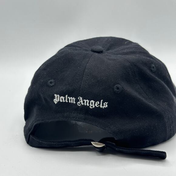 PALM ANGELS Logo Baseball Cap Hat Black White One Size Adjustable - Picture 4 of 6
